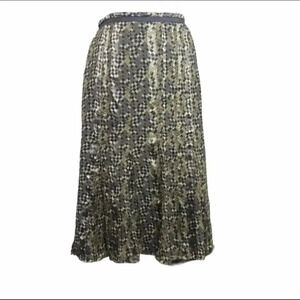 Anne Klein‎ 10 silk grey/green/black print long skirt